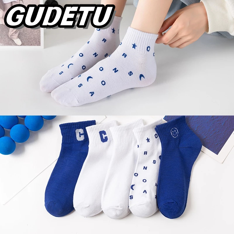 GUDETU ถุงเท้าผ้าฝ้ายลําลองและสบาย ถุงเท้ายาว ถุงเท้ารองเท้าผ้าใบ