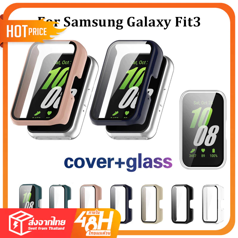 เคส Samsung Galaxy Fit 3 case PC+กระจกนิรภัย เคสกระจก และเคส สําหรับ Samsung Galaxy Fit3 Smart Watch