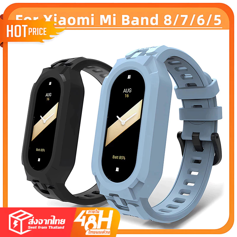 Xiaomi Mi Band 8 7 6 5 สายซิลิโคน สร้อยข้อมือแบบบูรณาการ สมาร์ทวอทช์ TPU สายรัดข้อมือทดแทน