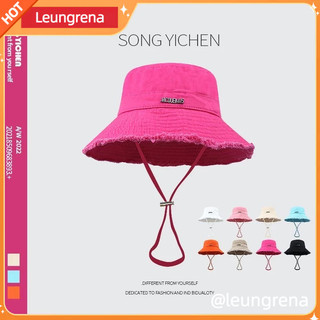 【Hyuna Same Style】 JACQUEMUS Summer Washing Big Brim Bucket Hat Vacation Fur Edge Sling Sunscreen 【leungrena.ph】