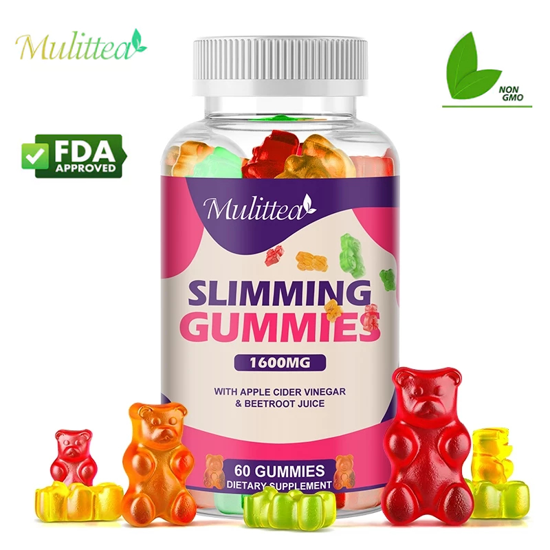 Mulittea Slimming Gummies With 1600 Mg Apple Cider Vinegar & Beetroot Juice กัมมี่สลิมมิ่ง, น้ำส้มสายชูแอปเปิ้ลไซเดอร์ + น้ำบีทรูท อาหารเสริมสุขภาพลำไส้และพลังงานธรรมชาติ ช่วยย่อยอาหาร ดีท็อกซ์ และทำความสะอาด
