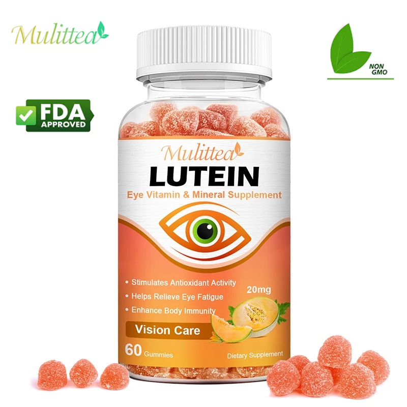Mulittea Lutein Gummies Eye Vitamin & Mineral Supplement ลูทีน วิตามินบำรุงสายตา อาหารเสริมแร่ธาตุ กระตุ้นการทำงานของสารต้านอนุมูลอิสระ ช่วยบรรเทาสายตา และเพิ่มภูมิคุ้มกันของร่างกาย (รสฮามิเมลอน)