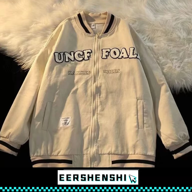EERSHENSHI เสื้อแจ็คเก็ตผู้ชายอเมริกันย้อนยุคเบสบอลเครื่องแบบลําลองเสื้อคู่