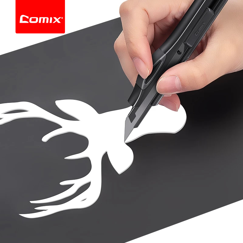 Comix อเนกประสงค์มีดอรรถประโยชน์ สีดำ ใบมีดคม พร้อมระบบล็อคนิรภัย