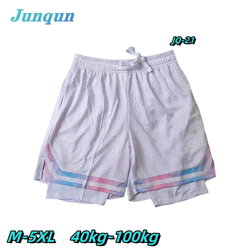JUNQUN กางเกงขาสั้นเอวยางยืด กางเกงกีฬาขาสั้นผู้ชาย ผ้ายืด ทรงตรง เชือกผูก JQ- 21