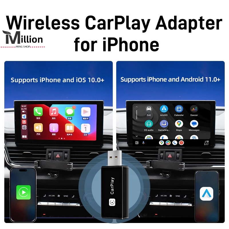 อะแดปเตอร์ CarPlay ไร้สายสําหรับ iPhone IOS 10 + Apple Car Play Dongle Magic AI กล่องแปลงโรงงานแบบมีสาย CarPlay ไร้สาย CarPlay