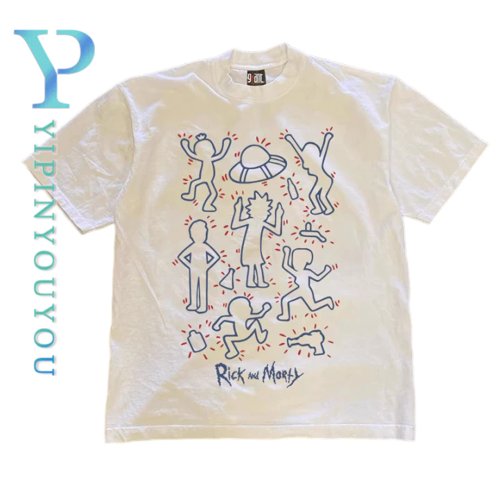 YIPINYOUYOU เสื้อยืดผู้ชายแขนสั้นดีไซน์ใหม่พร้อมเสื้อเชิ้ตแขนสั้นคอกลมผ้าฝ้ายแท้พิมพ์ลาย