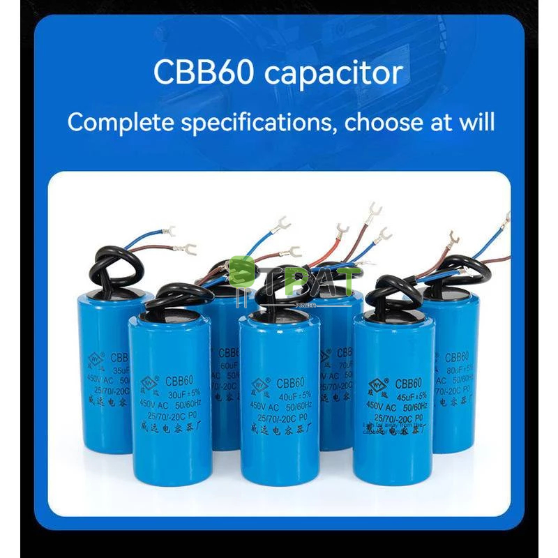 มอเตอร์วิ่งตัวเก็บประจุ CBB60 ปั๊มน้ํา 25uf ~ 80uf เริ่มต้นปลอดภัยทนทาน ML