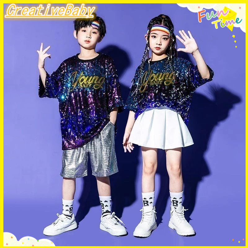 เด็ก Street Dance เสื้อผ้าอินเทรนด์ชายกลองเครื่องแต่งกายประสิทธิภาพสาว Hip-Hop Dance เครื่องแต่งกายเชียร์ลีดเดอร์ราคา