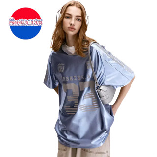 SUIKONE Suikeone เสื้อกีฬาไฮสตรีทอเมริกันฤดูร้อนระบายอากาศแข…