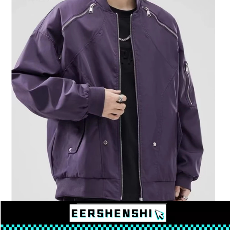 EERSHENSHI เสื้อแจ็คเก็ตผู้ชายแฟชั่นแบรนด์ ชุดทำงาน High Street ของอเมริกา เสื้อแจ็คเก็ตลําลองชุดเบสบอล