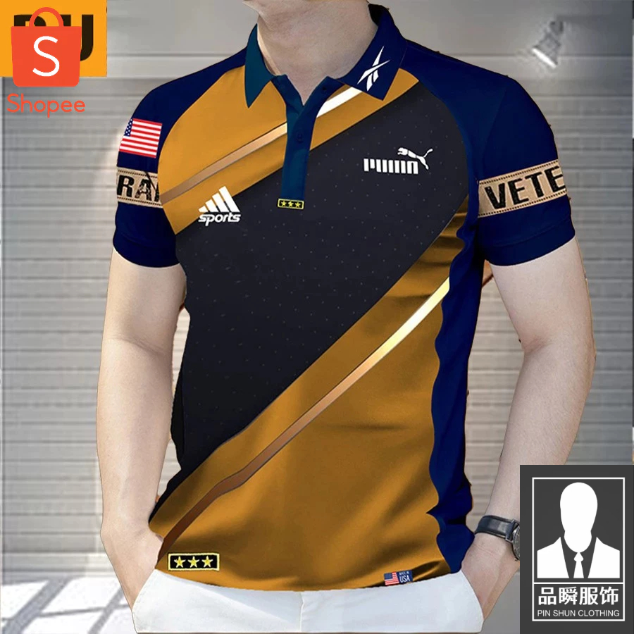 เสื้อเบลาส์ ลายทาง เย็น แฟชั่นฤดูร้อน เสื้อโปโล สําหรับผู้ชาย 2024 ฤดูร้อนใหม่