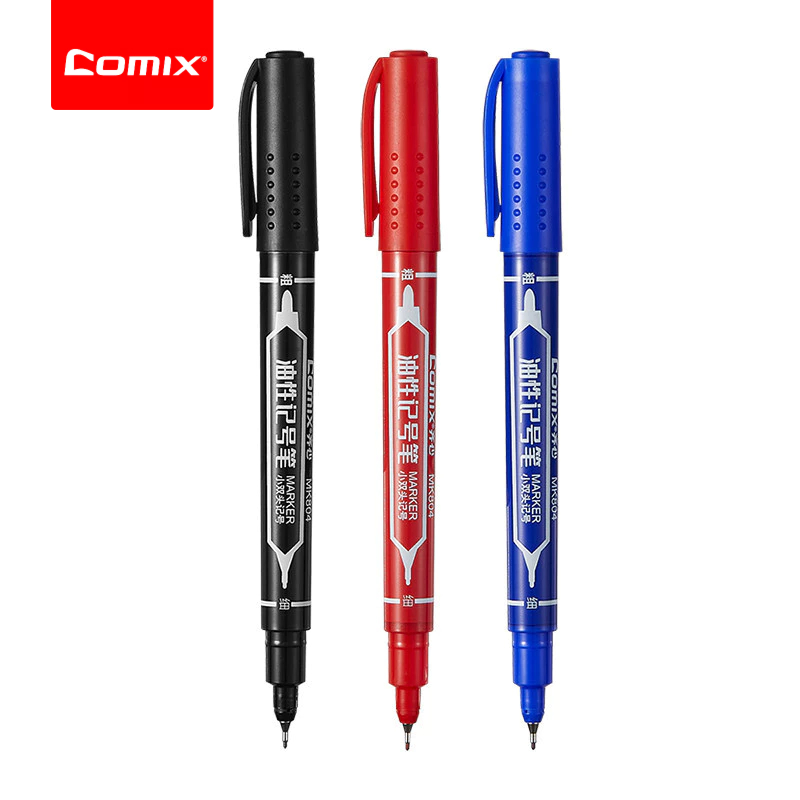Comix ปากกามาร์กเกอร์ถาวร ความแม่นยำ 0.5-2 มม. ใช้ได้หลายพื้นผิว หัวปากกาปลายแหลมถึงปานกลาง เหมาะสำหรับใช้ในสำนักงาน โรงเรียน และที่บ้าน