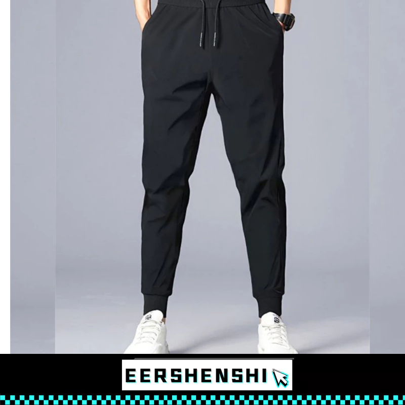 EERSHENSHI กางเกงลำลองขนาดใหญ่แบบยืดหยุ่นผ้าไหมน้ำแข็งแห้งเร็วสำหรับผู้ชาย