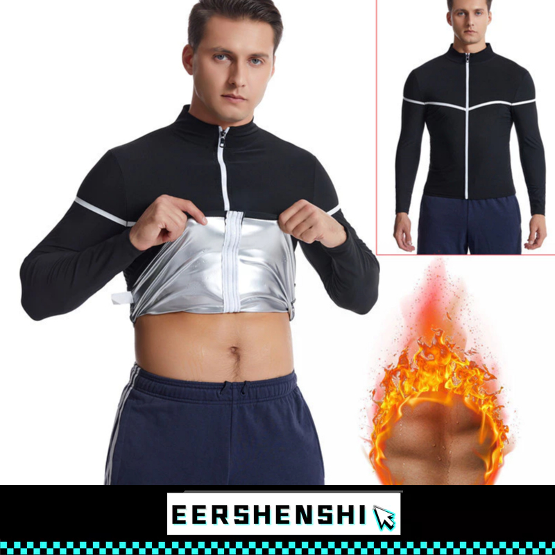 EERSHENSHI เสื้อแจ็กเก็ตซาวน่า ยางพารา ซับเหงื่อ ออกกําลังกาย ลดน้ําหนัก สําหรับผู้ชาย วิ่งจ๊อกกิ้ง เทรนนิ่ง โดย