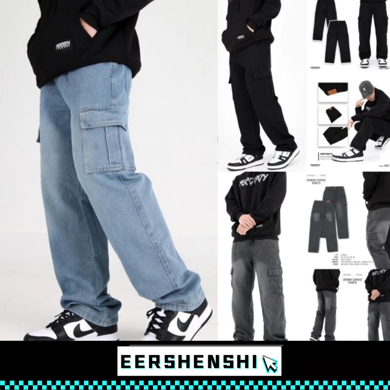 EERSHENSHI กางเกงคาร์โก้ยีนส์ผู้ชาย ม-3เอ็กแอล (พร้อมส่ง)
