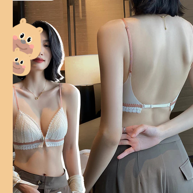 bearbra บางสําหรับฤดูร้อน บราลูกไม้เซ็กซี่ ชุดชั้นในบราตะขอหน้า บราไร้โครง