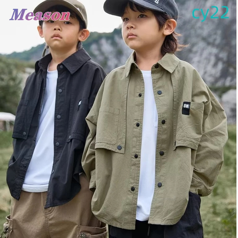 Meason เสื้อเด็ก แขนยาว มีกระเป๋า ผ้าฝ้ายแท้ 100% ใส่สบาย ผ้านุ่ม 14 สี A107