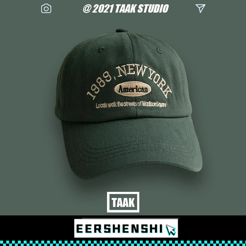 EERSHENSHI สีกรมท่า หมวกเบสบอลย้อนยุคอเมริกันสําหรับผู้ชาย(พร้อมส่ง)