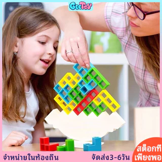 GeeToy เกมทาวเวอร์ เตตริส สีสันสดใส เตตริส ของเล่นสมดุลบล็อกซ้อนซ้อนซ้อนประกอบอาคารบล็อกของเล่นเพื่อการศึกษาสําหรับเด็ก