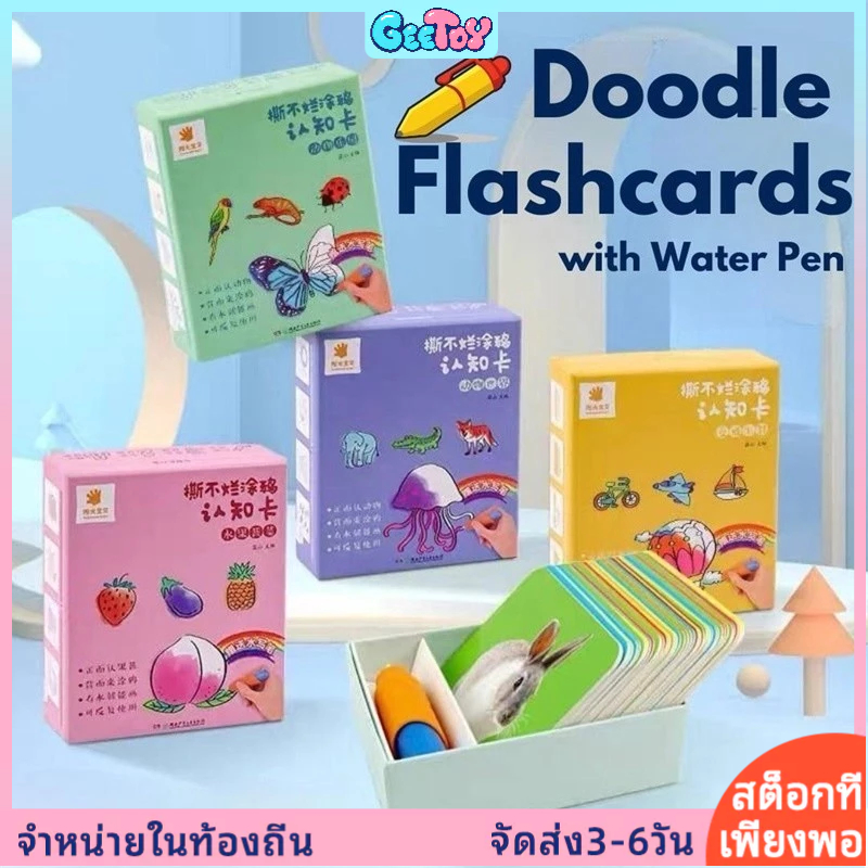 GeeToy พร้อมส่งในไทย แผ่นการ์ดคำศัพท์ระบายสี การ์ดเรียนรู้ตัวอักษร/สัตว์ ของเล่นเสริมการเรียนรู้สำหรับเด็ก