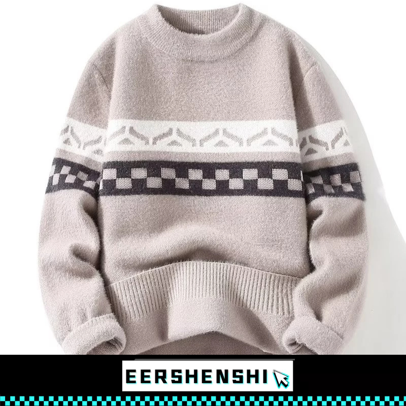 EERSHENSHI รหัสคูปองเสื้อกันหนาวผู้ชาย: BHAPSHDGA ใหม่ฤดูใบไม้ร่วงและฤดูหนาวเสื้อสเวตเตอร์ถักแบบหนาสไตล์เกาหลีหลวม