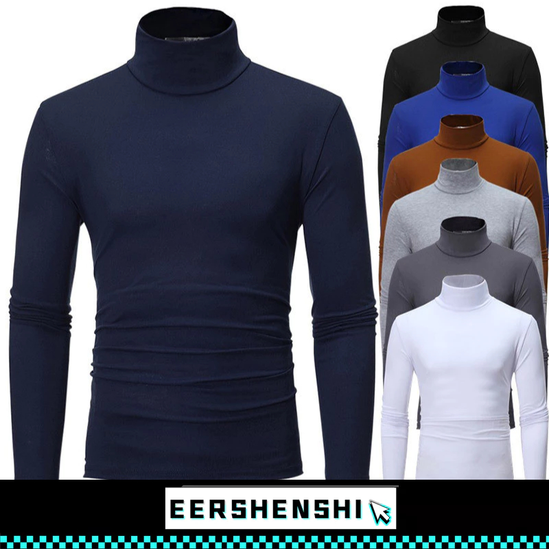EERSHENSHI เสื้อสเวตเตอร์ผู้ชายฤดูใบไม้ร่วงเสื้อคอเต่าแขนยาว
