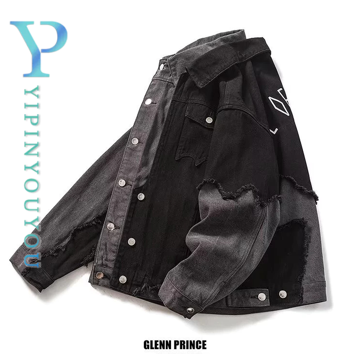 Yipinyoou แจ็คเก็ตยีนส์ผู้ชายอเมริกันย้อนยุคหลวมสบายๆ high street workwear แจ็คเก็ต