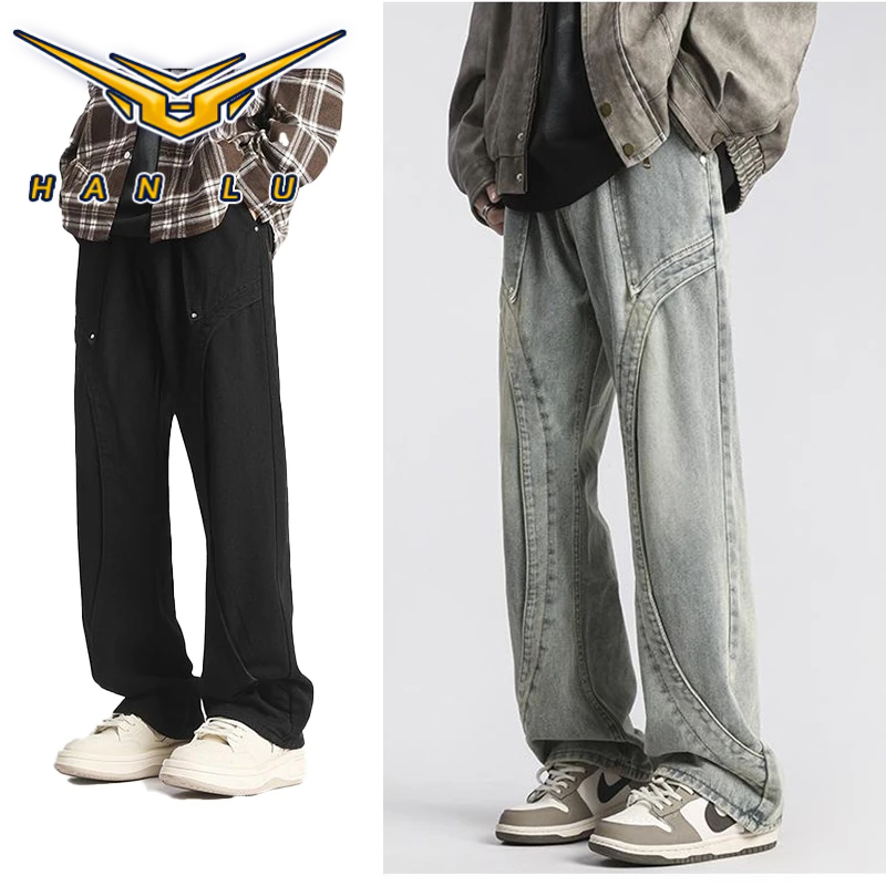 HANLU กางเกงยีนส์กางเกงอเมริกัน High Street Vibe ยุโรปและอเมริกา Street Bootcut กางเกง
