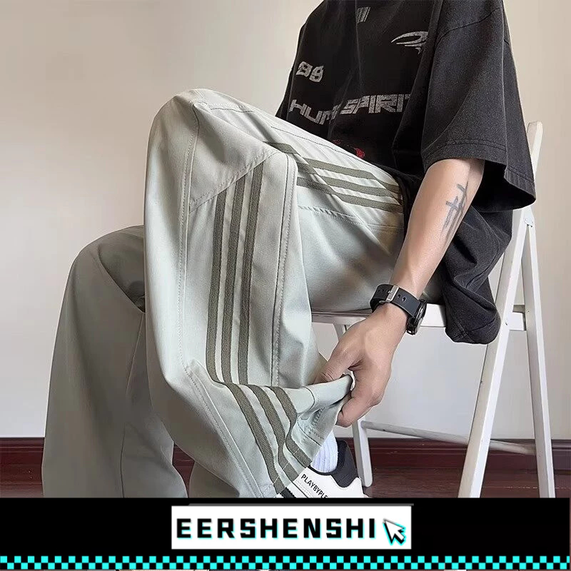 EERSHENSHI คูปองกางเกงลำลองผู้ชาย: BHAPSHDGA กางเกงกีฬาขากว้างทรงหลวมบางแห้งเร็ว