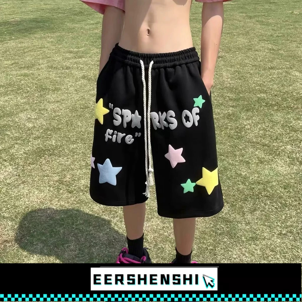 EERSHENSHI คูปองกางเกงขาสั้นฤดูร้อนผู้ชาย: BHAPSHDGA อเมริกันบาสเก็ตบอลกีฬาแฟชั่นแบรนด์หลวมขนาดใหญ่ลำลอง