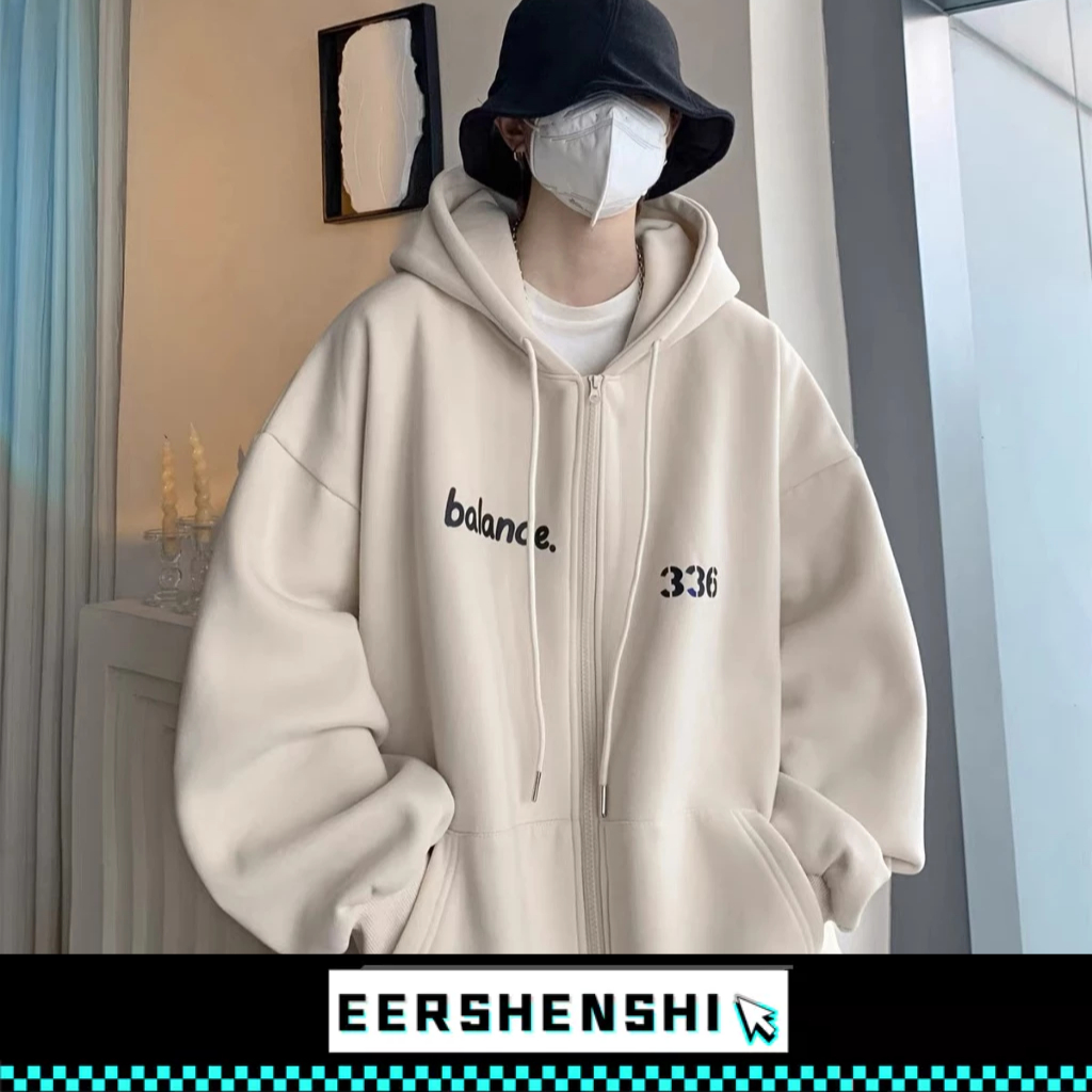 EERSHENSHI แจ็คเก็ตคลุมด้วยผ้าผู้ชายตัวอักษรวินเทจพิมพ์เกาหลีคลาสสิกแจ็คเก็ตลําลอง