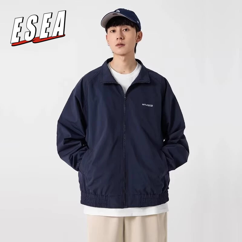 Esea Japanese Mens and Womens Loose Casual Stand-up Collar Jacket เสื้อแจ็คเก็ตแฟชั่นฤดูใบไม้ร่วง