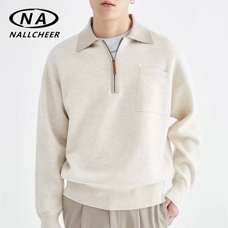 เสื้อกันหนาวแขนยาว มีฮู้ด ผ้าถัก ระดับไฮเอนด์ สําหรับผู้ชาย