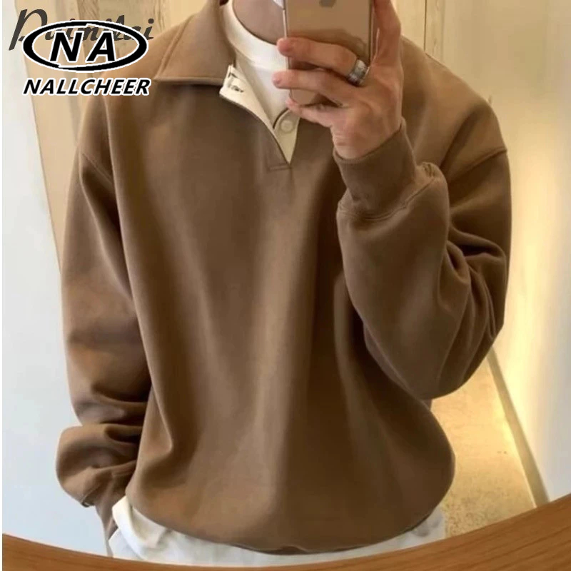 เสื้อฮู้ดสไตล์ญี่ปุ่นขี้เกียจของผู้ชาย สีทึบเรียบง่ายอินเทรนด์ย้อนยุคสไตล์ฮ่องกงคู่ด้านบน