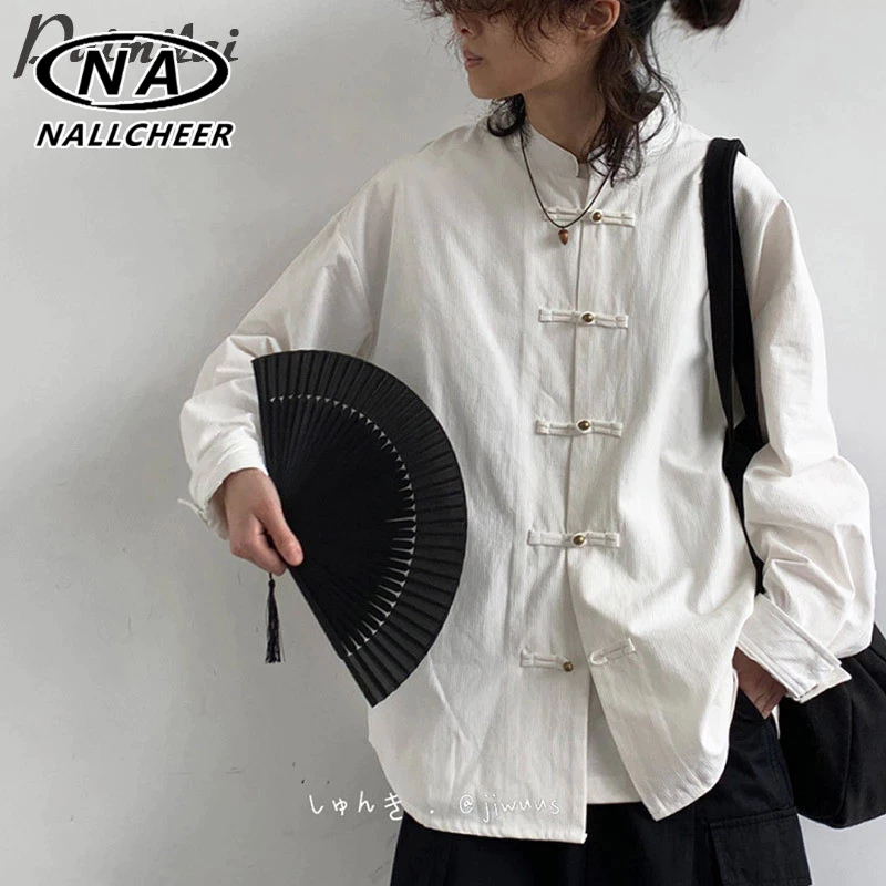 เสื้อเชิ้ตติดกระดุมแขนยาวสไตล์จีนใหม่ของผู้ชาย ผ้าคุณภาพสูง