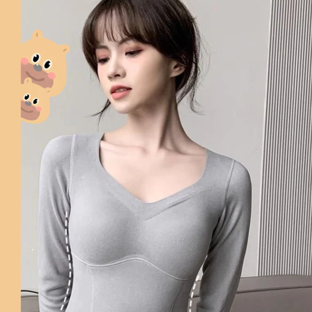 bearbra ชุดชั้นในอุ่น ๆ ขนแกะ หนาขึ้น มีแผ่นรองหน้าอก สวมใส่สบาย