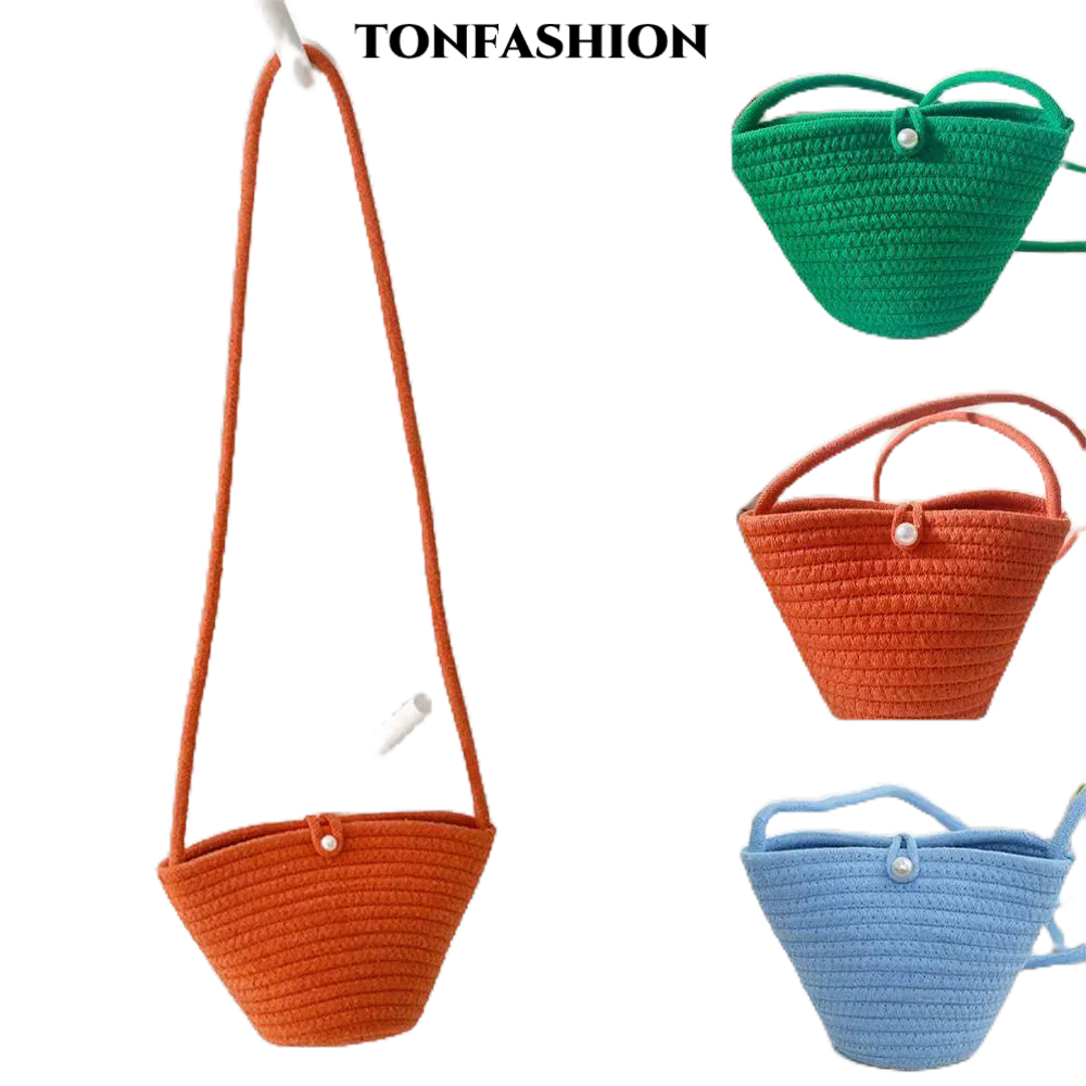 Tonfashion กระเป๋าถือ กระเป๋าสตางค์ ผ้าฝ้ายทอ แฮนด์เมด ทรงซองจดหมาย เหมาะกับฤดูร้อน สําหรับเด็ก