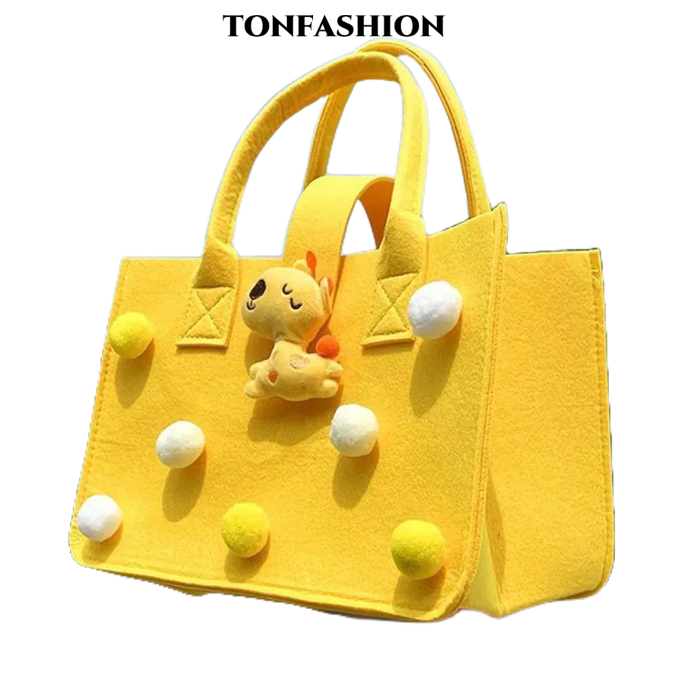 Tonfashion กระเป๋าผ้าสักหลาด ใส่ผ้าอ้อม ลายการ์ตูนน่ารัก จุของได้เยอะ สําหรับผู้หญิง