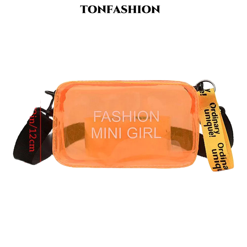 Tonfashion กระเป๋าสะพายไหล่ กระเป๋าเมสเซนเจอร์ เลเซอร์ใส ขนาดเล็ก แฟชั่นสําหรับผู้หญิง