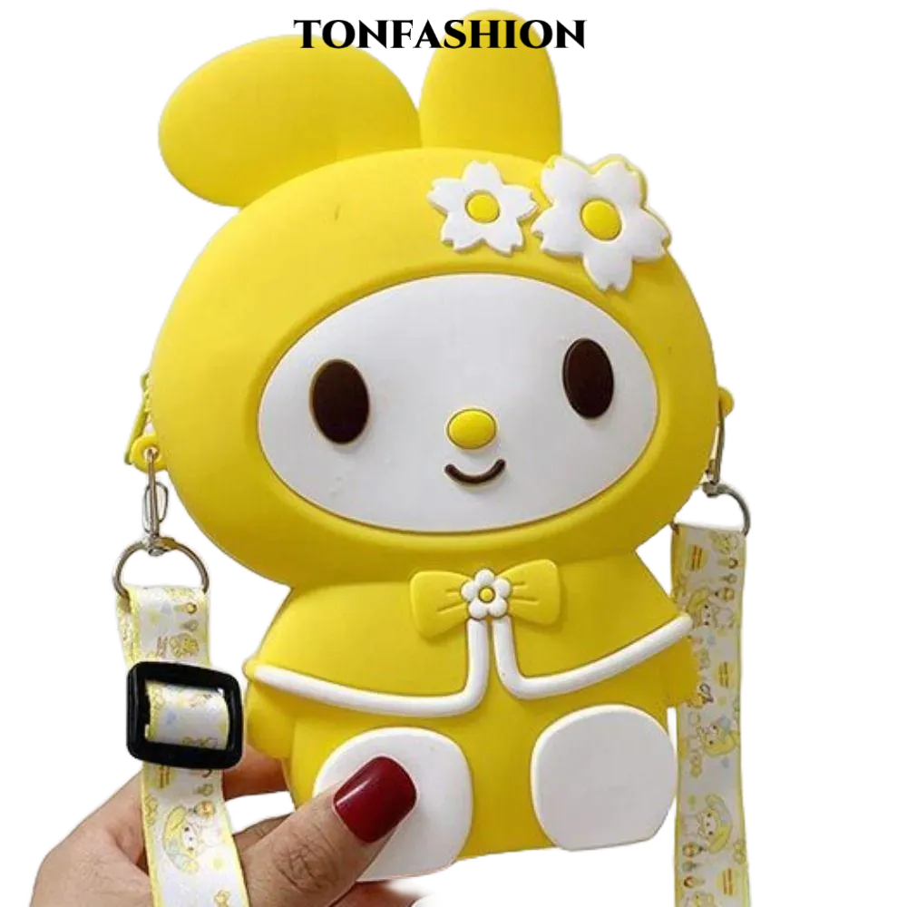Tonfashion กระเป๋าสะพายข้าง ขนาดเล็ก ซิลิโคน ลายดอกไม้ กระต่าย น่ารัก การ์ตูนเจ้าหญิง ถัง กระเป๋าเด็กผู้หญิง