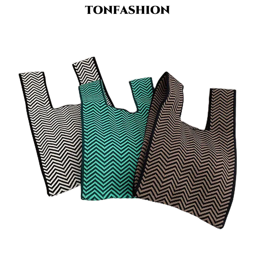 Tonfashion กระเป๋าถือ กระเป๋าสะพายไหล่ ผ้าถัก ลายสก๊อต ขนาดเล็ก ลําลอง สีพื้น สําหรับผู้หญิง