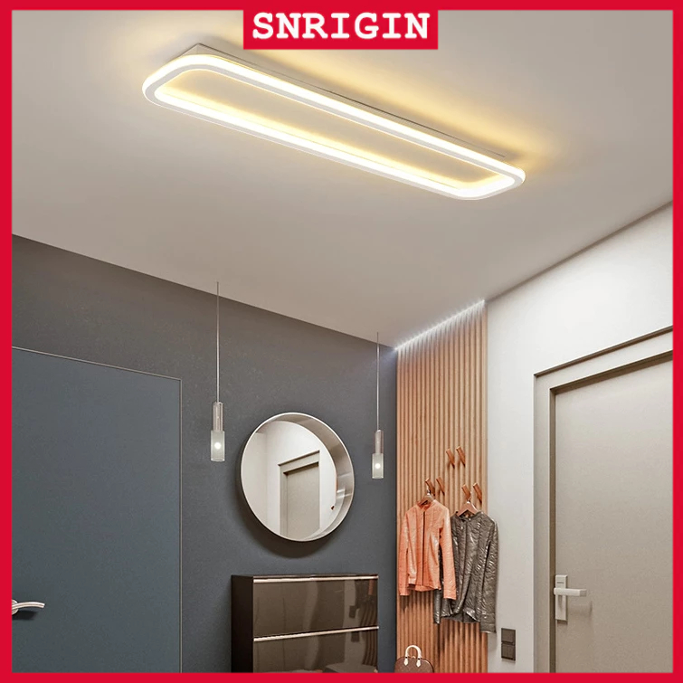 【จัดส่งในพื้นที่】SNRIGIN โคมไฟเพดาน LED เส้นยาว โคมไฟทางเดินทรงสี่เหลี่ยมผืนผ้าสไตล์โมเดิร์นมินิมอล