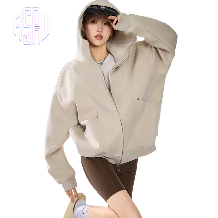 Asrv อเมริกัน สูง ถนน ผู้ชายและผู้หญิงหลวมสบายๆเสื้อคลุมด้วยผ้าฤดูใบไม้ร่วงสีทึบโปรไฟล์เสื้อคลุมด้วยผ้า