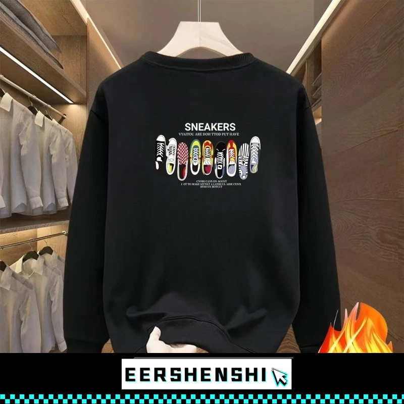 EERSHENSHI เสื้อกันหนาวผู้ชายฤดูใบไม้ร่วงใหม่แฟชั่นแบรนด์ อิน หลวมเสื้อกันหนาวสบายๆรอบคอพิมพ์