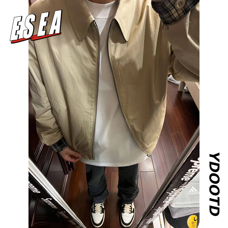 Esea Khaki Harrington Jacket American Retro ทั้งสองด้านสวมเสื้อแจ็คเก็ตเสื้อแจ็คเก็ตผู้ชาย