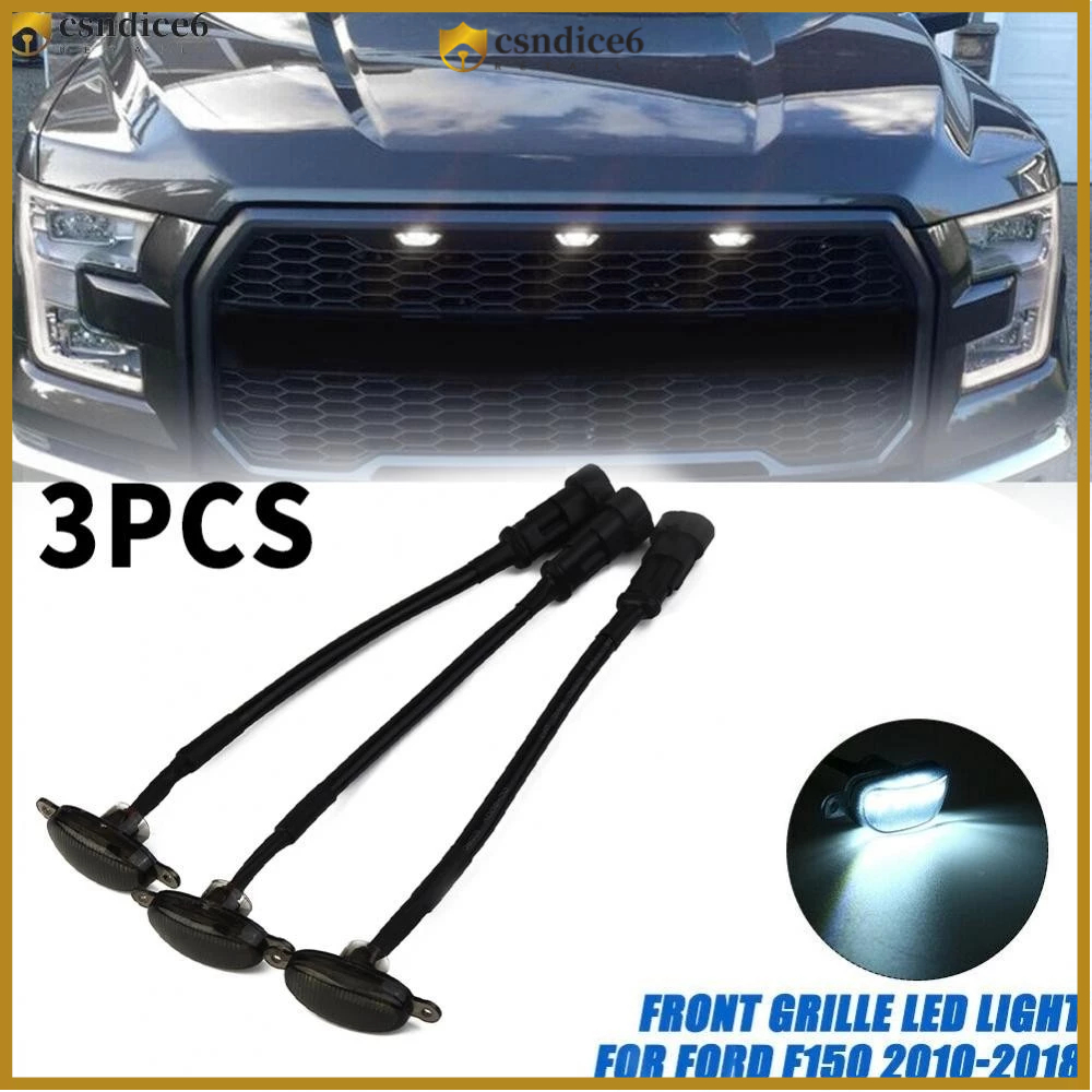 CSCE เตาย่างไฟกระจังหน้า 3X สีขาวอุปกรณ์เสริมหลอดไฟสําหรับ Ford F150 Raptor 10-18 โคมไฟ