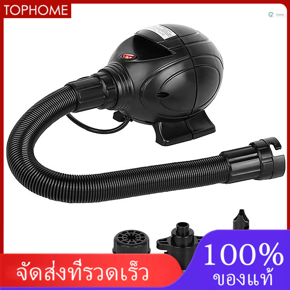 แบบพกพา 800W ปั๊มลมไฟฟ้า Inflator Deflator 3 หัวฉีดสําหรับ Inflatables Air Bed ที่นอนลอยสระว่ายน้ําของเล่น Flow