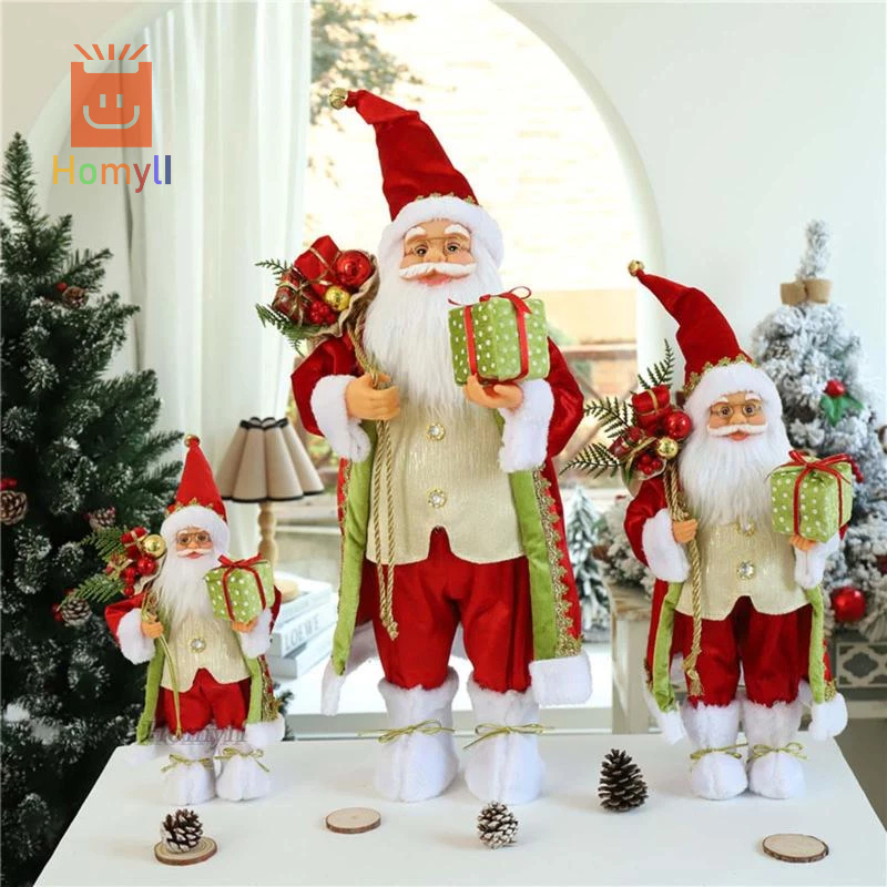 [Homyl1] 30/45/61cm ตุ๊กตาซานตาคลอส คริสต์มาส พร้อมถุงของขวัญ สําหรับตกแต่งบ้าน ร้านค้า ตุ๊กตาซานต้าคลอสน่ารัก
