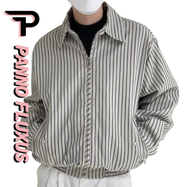 Pannofluxus เสื้อแจ็คเก็ตผู้ชายญี่ปุ่นย้อนยุคหลวมสบายๆลายออกแบบเสื้อแจ็คเก็ตสไตล์เกาหลีเย็น